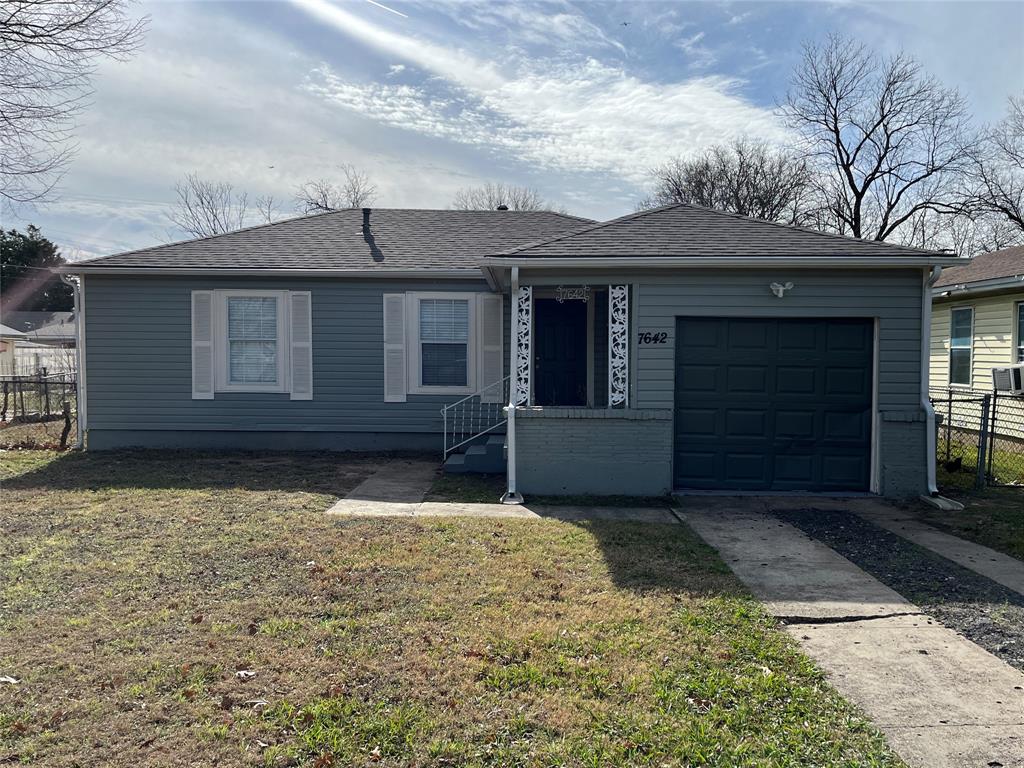 7642 Maxwell Avenue Dallas, TX 75217 - Photo 1 of 20 Ranch-style home with roof with shingles, a garage, and driveway