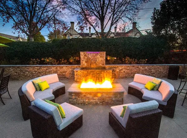 a outdoor space with furniture
