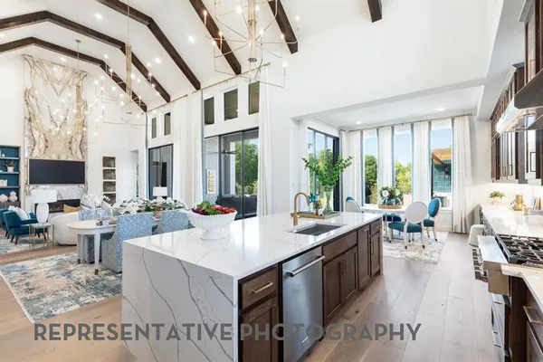 a large living room with a large window