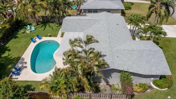 an aerial view of a house