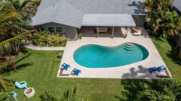 an aerial view of a house