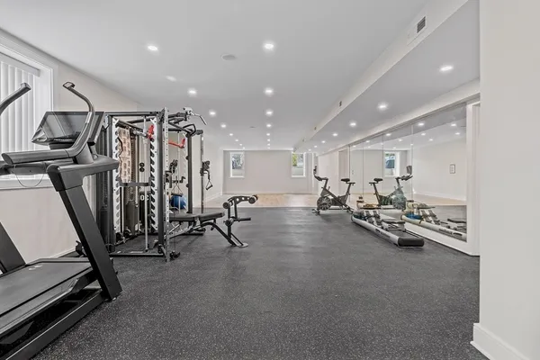 a view of a room with gym equipment
