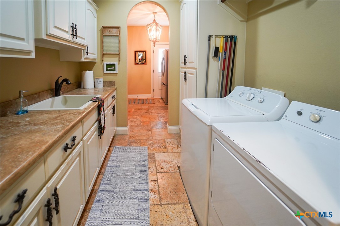 501 Barbara Street Ganado, TX 77962 - Photo 21 of 43 a kitchen with a sink a stove and cabinets