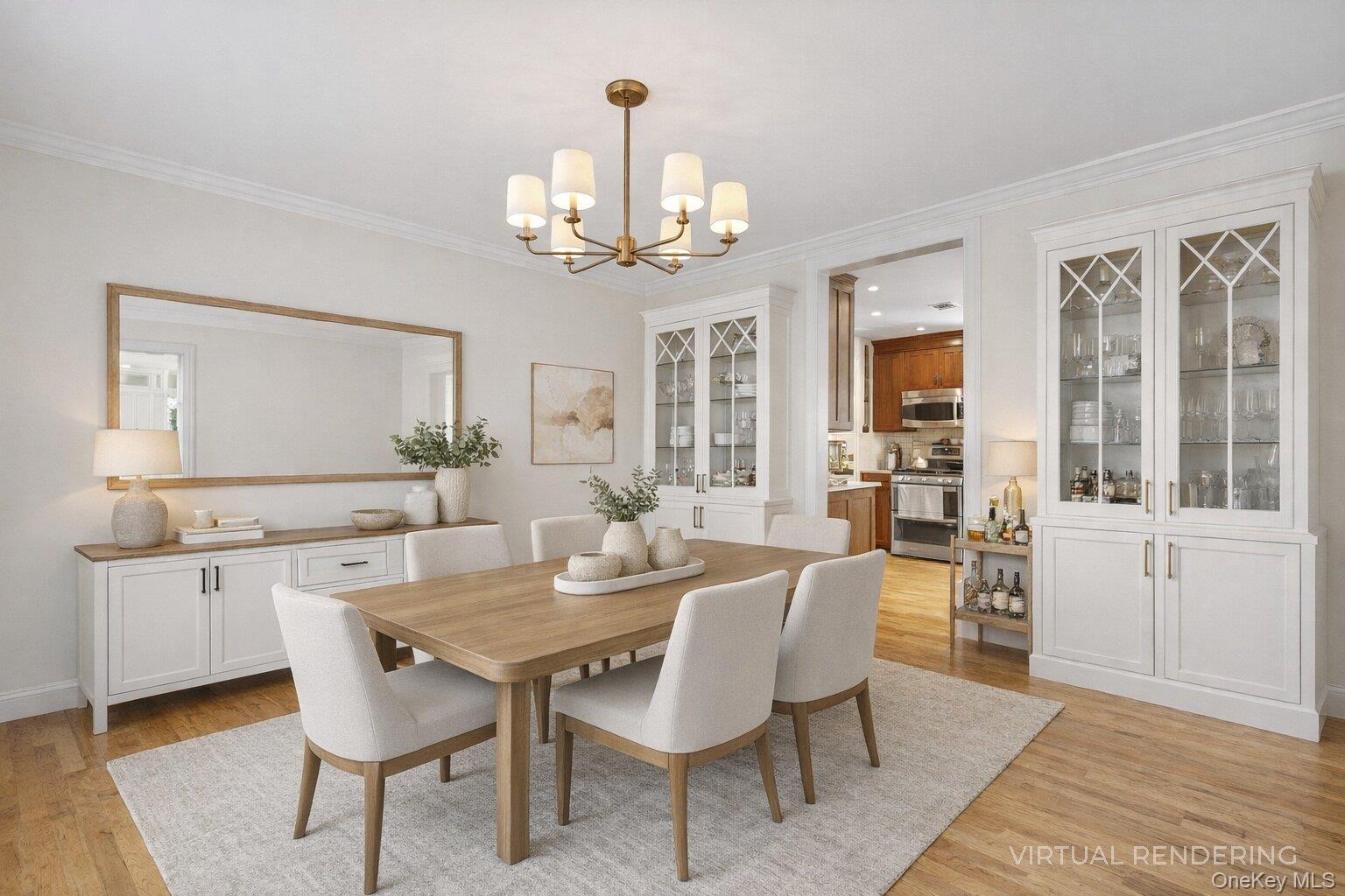 17 Jennifers Path Westhampton Beach, NY 11978 - Photo 12 of 41 a view of a dining room with furniture a chandelier and wooden floor