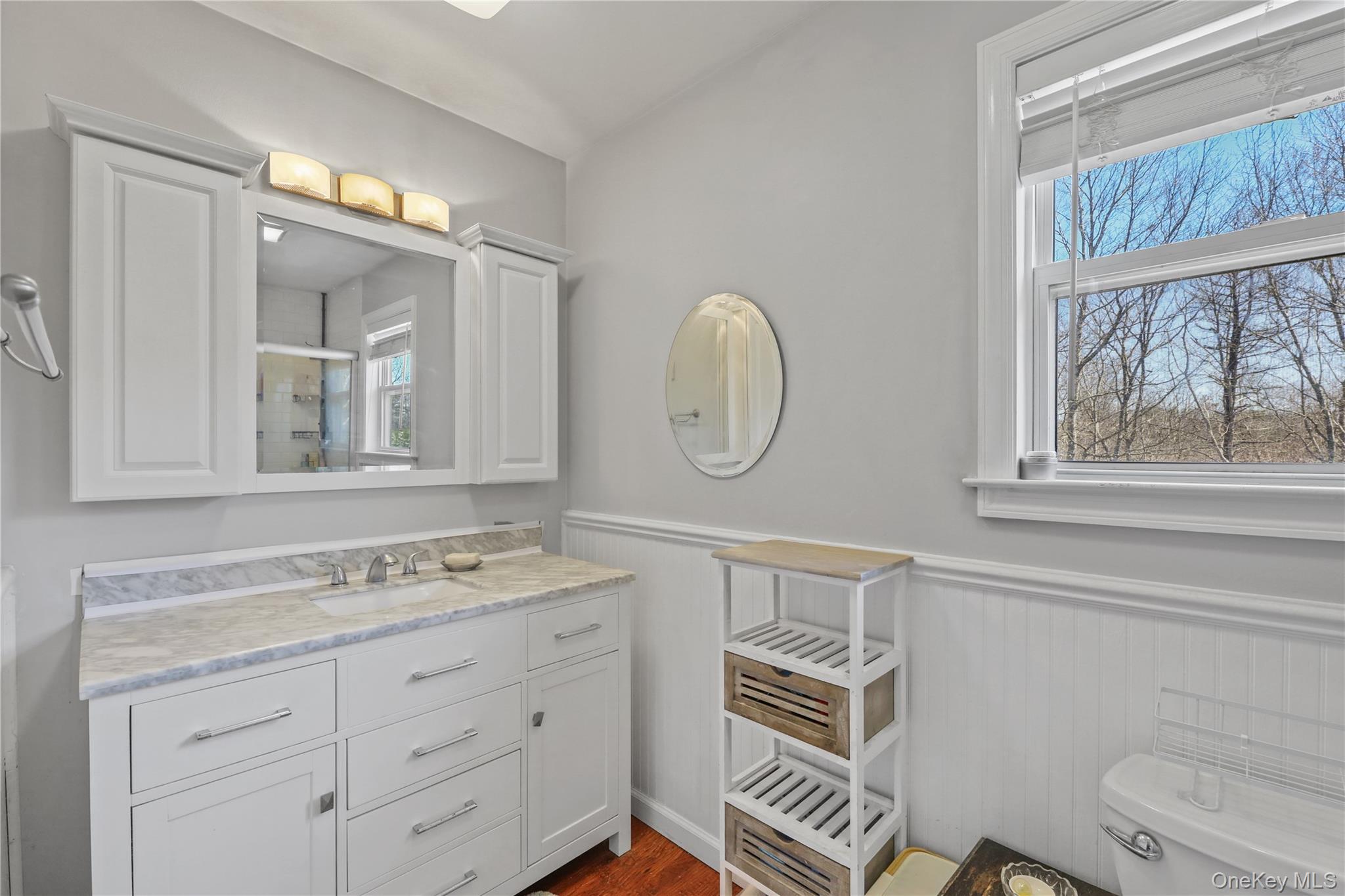 17 Jennifers Path Westhampton Beach, NY 11978 - Photo 23 of 41 a bathroom with a sink a mirror a toilet and a window