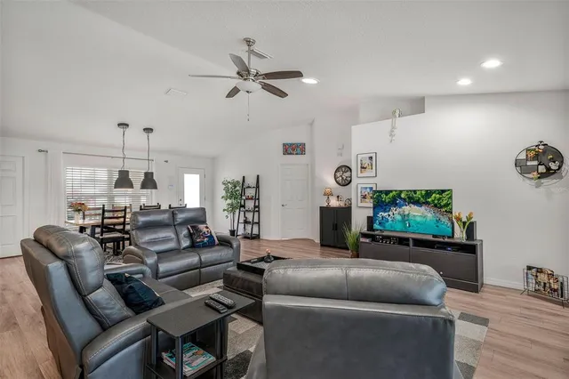 a living room with furniture