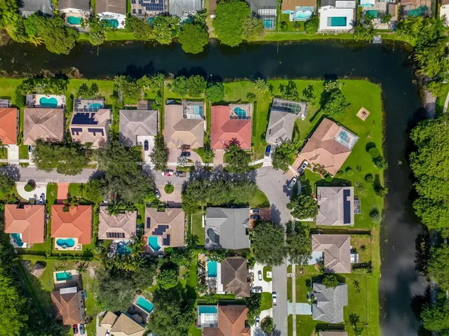 an aerial view of multiple house