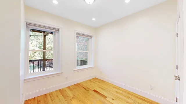 an empty room with windows