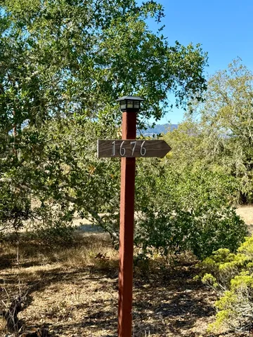 an aerial view of a house with a mountain