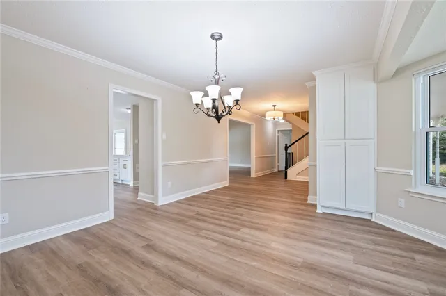 a view of a livingroom with a chandelier