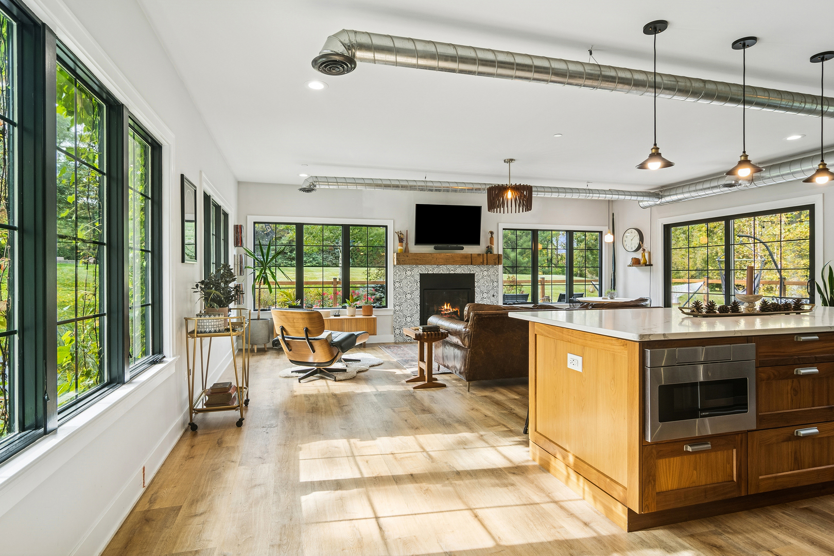 21318 Illinois Rte 59 Barrington, IL 60010 - Photo 12 of 42 a living room with stainless steel appliances granite countertop furniture a fireplace and a flat screen tv