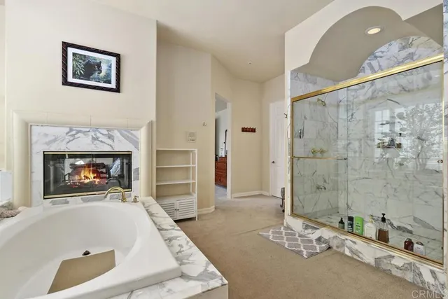 a living room with a fireplace