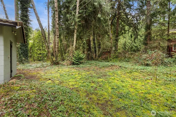 a backyard of a house with lots of green space