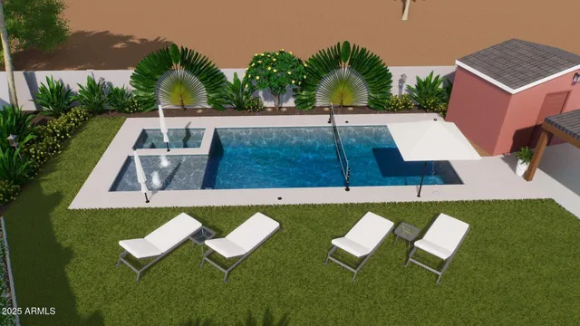 an aerial view of a house