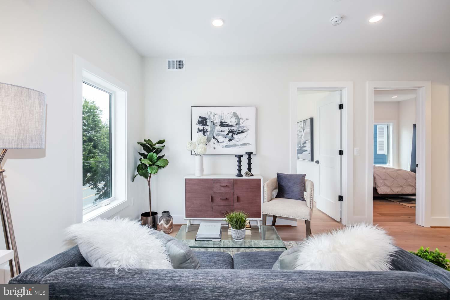 1818 Rhode Island Avenue Northeast, Unit 4 Washington, DC 20018 - Photo 6 of 15 a living room with furniture and a potted plant