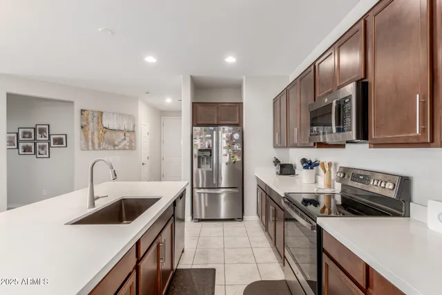 a bedroom with a bed and a cabinets