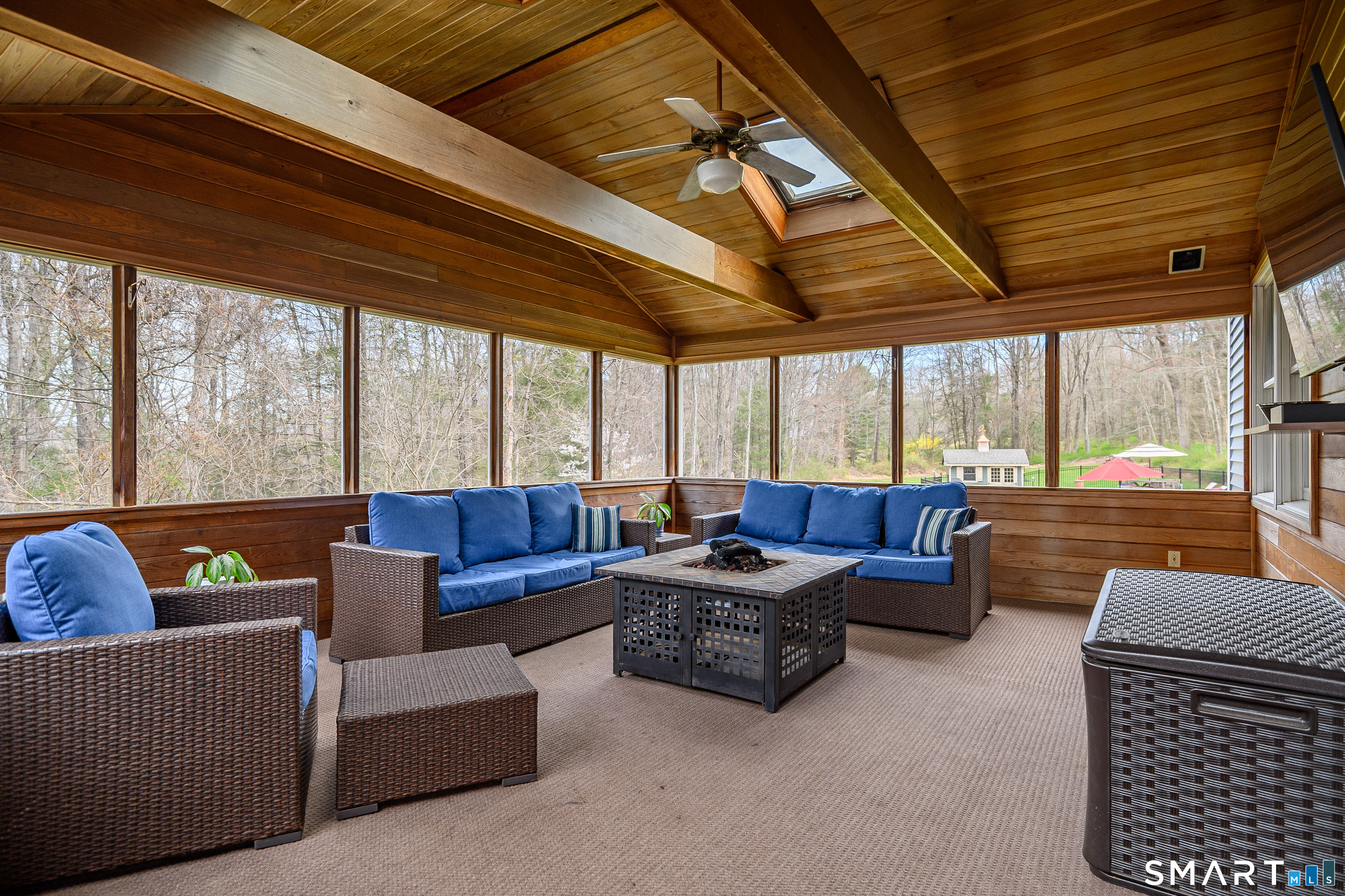 44 Gelding Hill Road Newtown, CT 06482 - Photo 12 of 39 Vaulted Beam Ceiling Detail With Paddle Fan