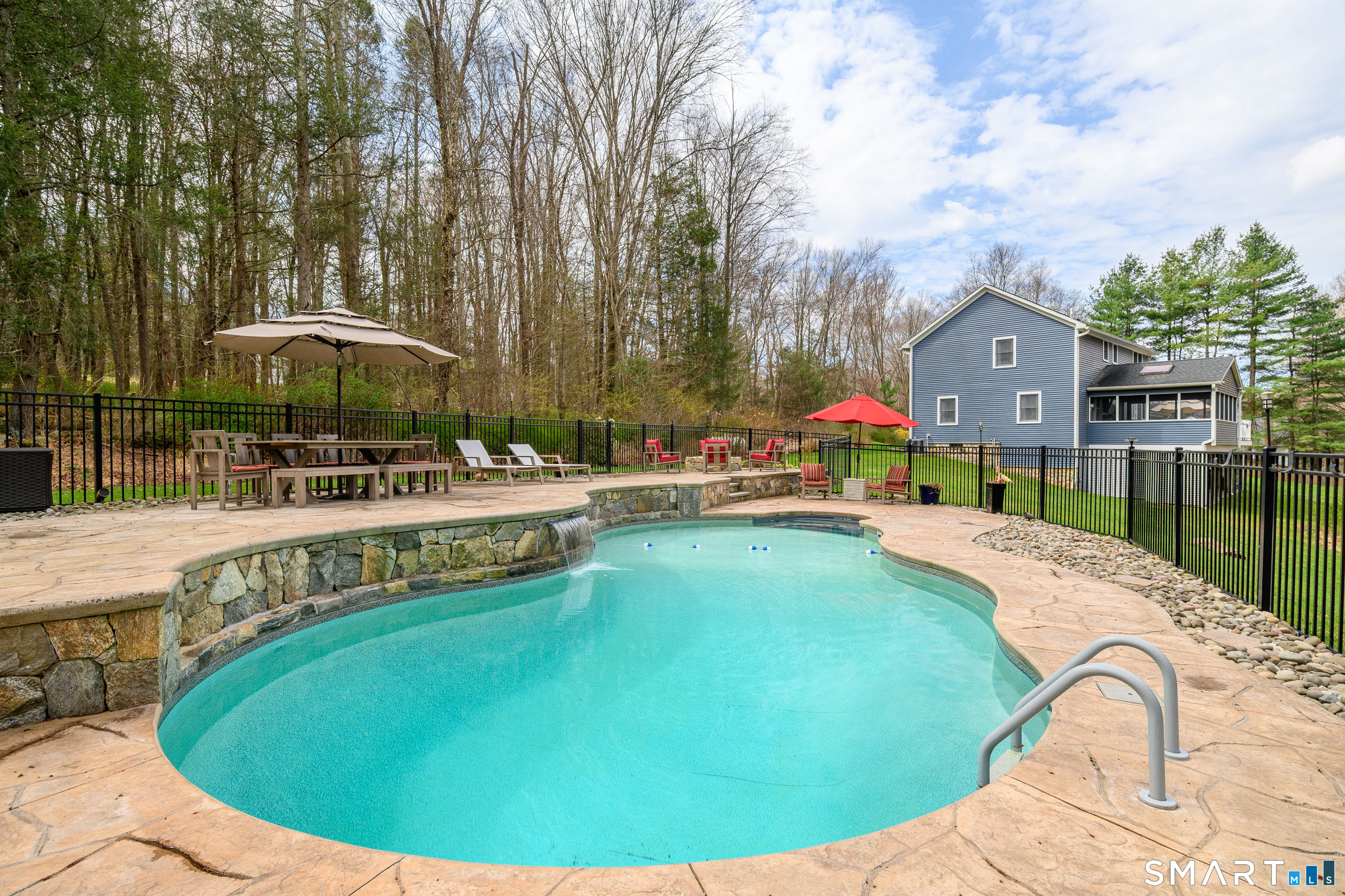 44 Gelding Hill Road Newtown, CT 06482 - Photo 32 of 39 Large Stamped Concrete Pool Deck