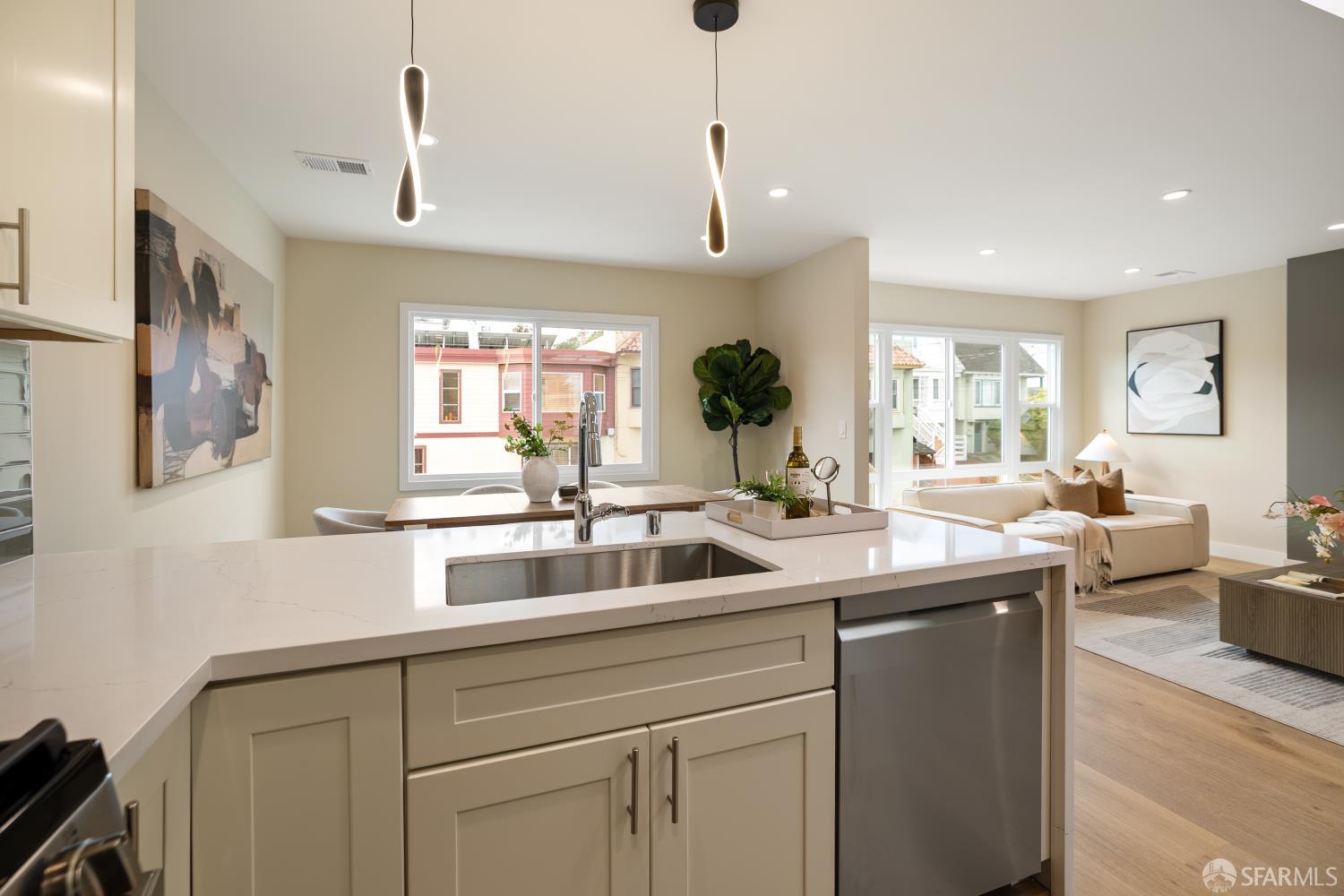 537 Russia Avenue San Francisco, CA 94112 - Photo 23 of 69 a kitchen with a sink and living room view