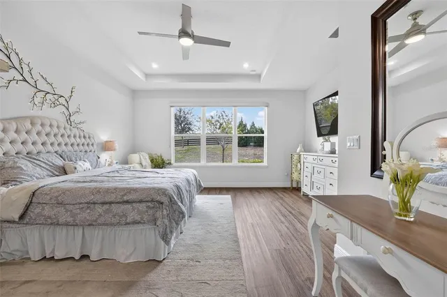 a workspace with wooden floor