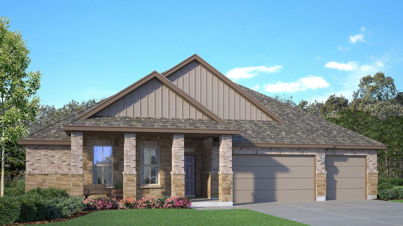 808 Gauge Road Thorndale, TX 76577 - Photo 1 of 31 Crafted with brick and stone, this home presents a stately facade with an inviting entryway and integrated garage.