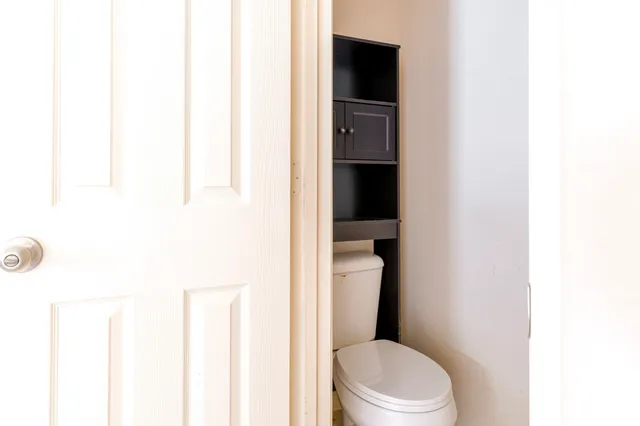 a view of small space with racks on the wall