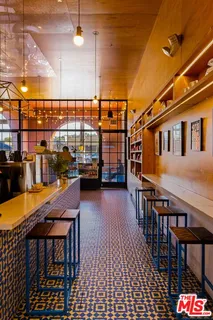 an outdoor space with seating