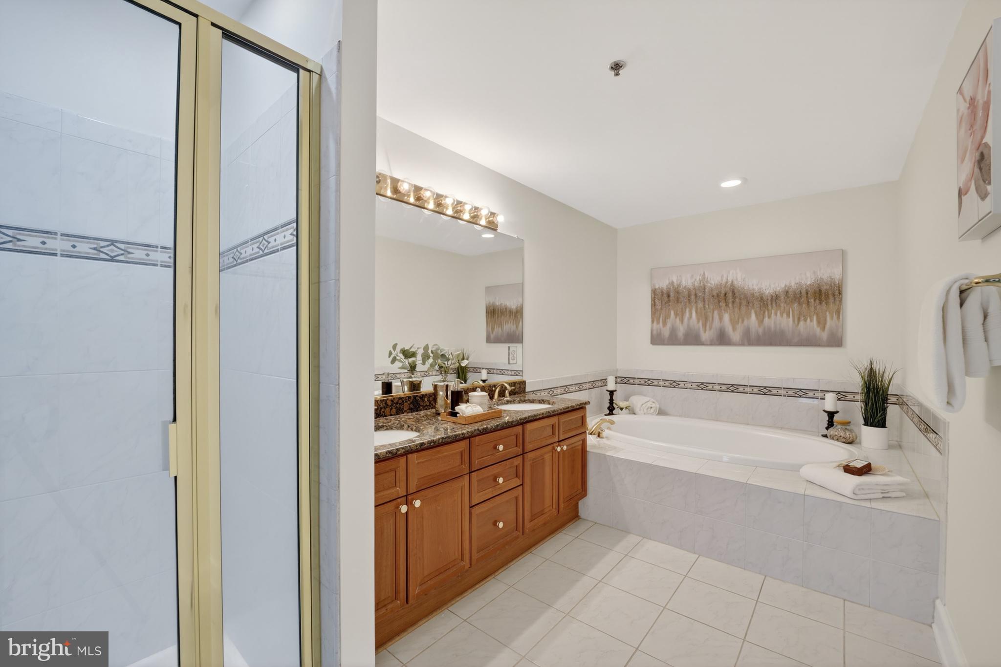 1555 North Colonial Terrace, Unit 601 Arlington, VA 22209 - Photo 16 of 24 a bathroom with a tub a sink and mirror