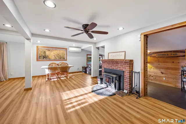 a living room with furniture and a couch