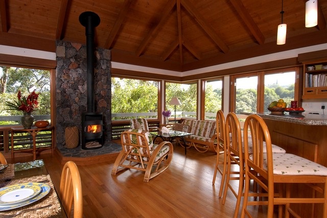 913 Hog Back Road Haiku, HI 96708 - Photo 1 of 18 a view of a dining room with furniture water view and balcony