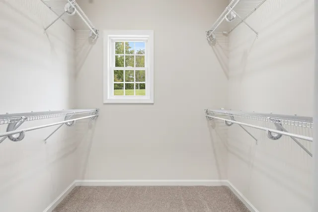 a view of an empty room with closet area