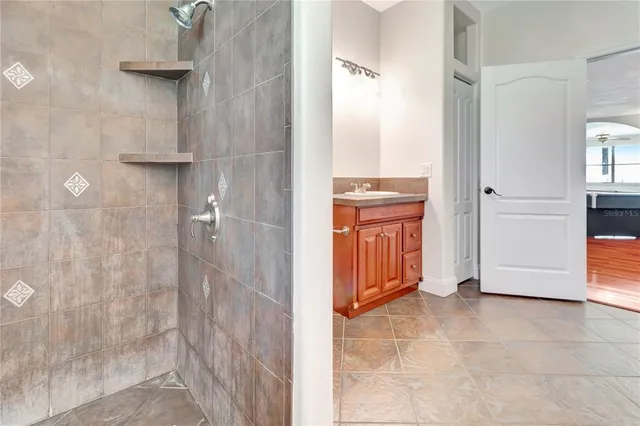 a bathroom with a shower