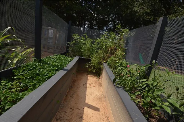 an aerial view of a house with swimming pool and outdoor seating