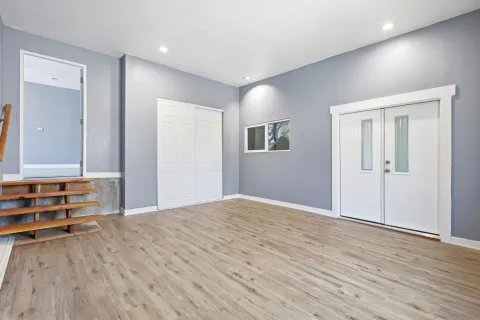 wooden floor and windows in a room