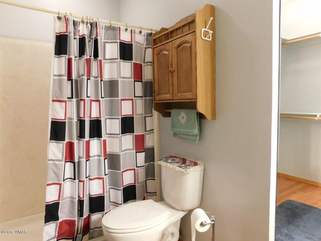2968 Monica Road Overgaard, AZ 85933 - Photo 27 of 29 a bathroom with a toilet and a shower curtain