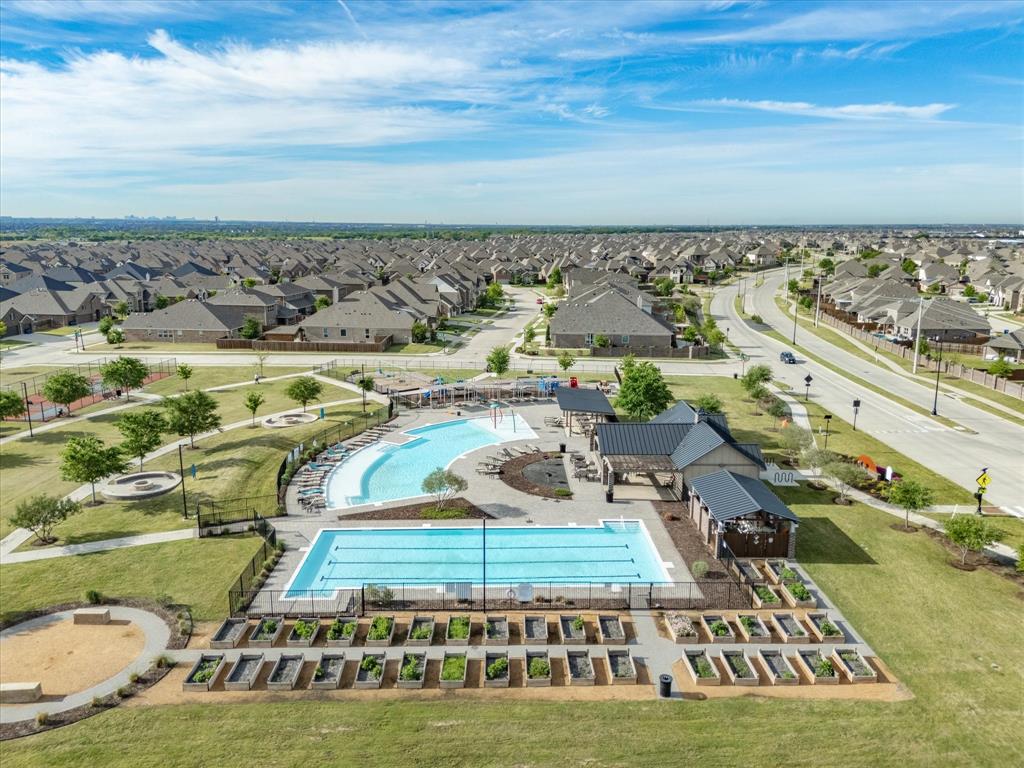 6000 Sutton Fields Trail Aubrey, TX 76227 - Photo 31 of 40 Aerial view of residential area with a pool area