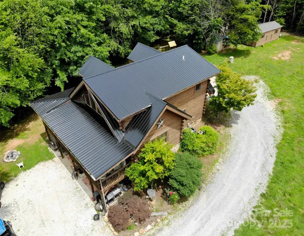 an aerial view of a house