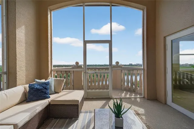 a view of a patio with swimming pool