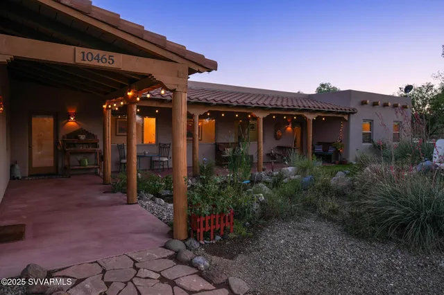 a view of a garden with an outdoor space