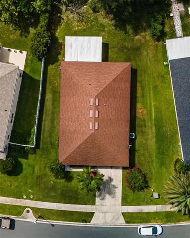 an aerial view of a house