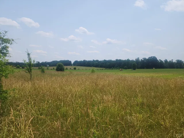 a view of a lake with houses in the back