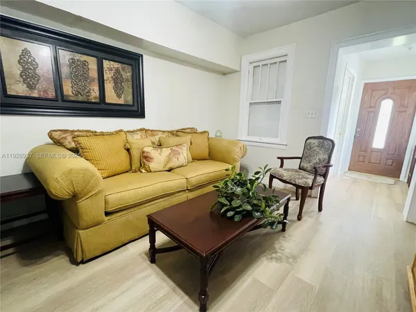 a living room with furniture