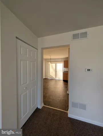 an empty room with a door