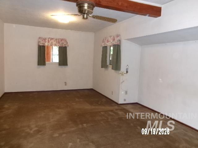 31997 2nd Fork Road Ola, ID 83657 - Photo 19 of 47 Recessed ceiling beam, ceiling fan with integrated lighting, and multiple window openings