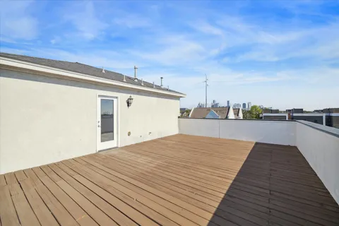 a view of a terrace with sky view