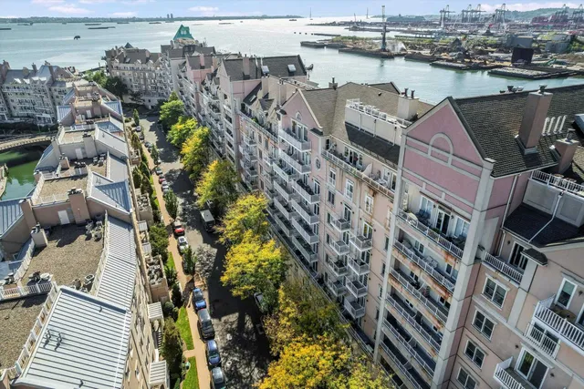 a view of a city and an ocean view