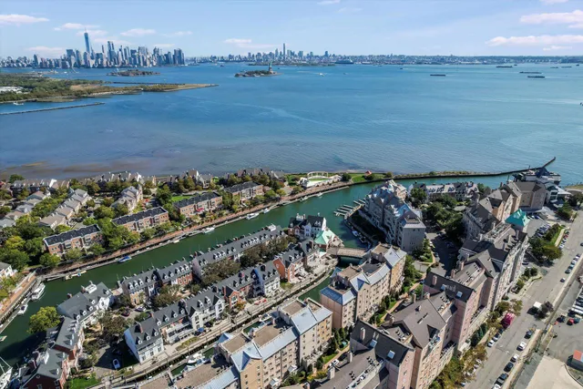 a view of a city and an ocean view