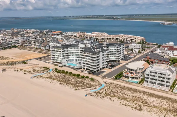 a view of ocean with a building