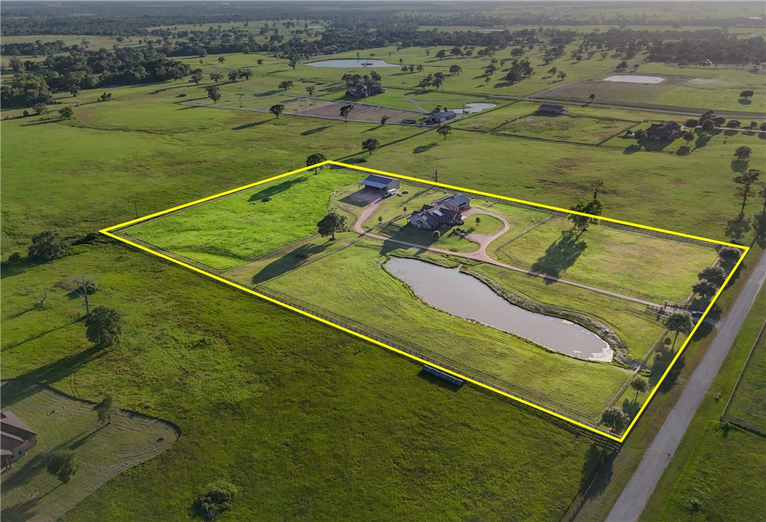 30163 High Spirit Ranch Road Hempstead, TX 77445 - Photo 3 of 49 Aerial view of sparsely populated area featuring property boundaries highlighted