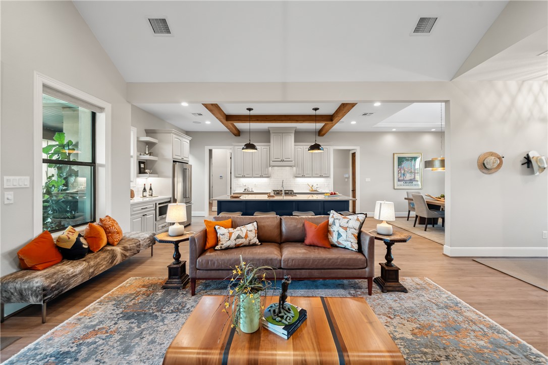 30163 High Spirit Ranch Road Hempstead, TX 77445 - Photo 9 of 49 Living room with light wood-style floors and recessed lighting